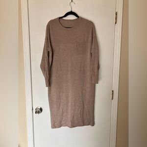 Tan Long Sleeve Sweater Dress